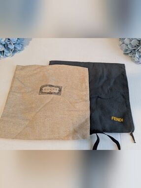 Gucci & Fendi Beige and Black  Designer Dust Bags Duo